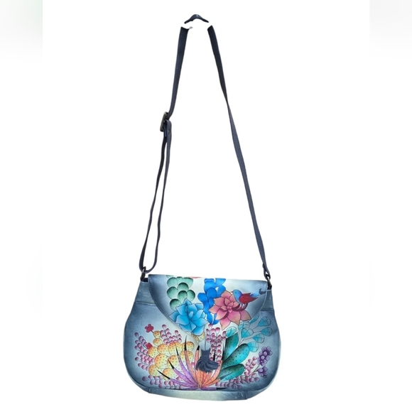 Anna by Anuschka Hand Painted Designer Leather Cross Body Tassel - Picture 3 of 16